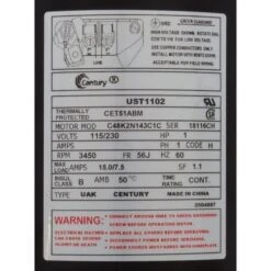 Century A.O. Smith - UST1102 C-Face 1 HP Up-Rated 56J Pool And Spa Pump Motor -Pool Supplies Shop UST1102 C Face 1 HP Up Rated 56J Pool and Spa Pump Motor 2